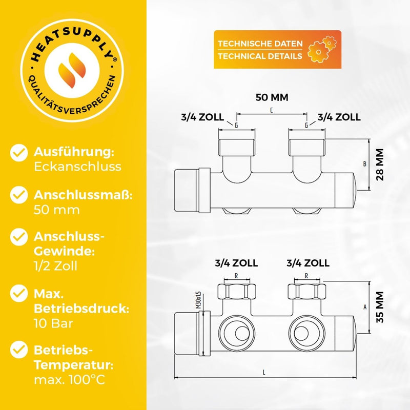 Anschlussarmatur - Eck - HEATSUPPLY
