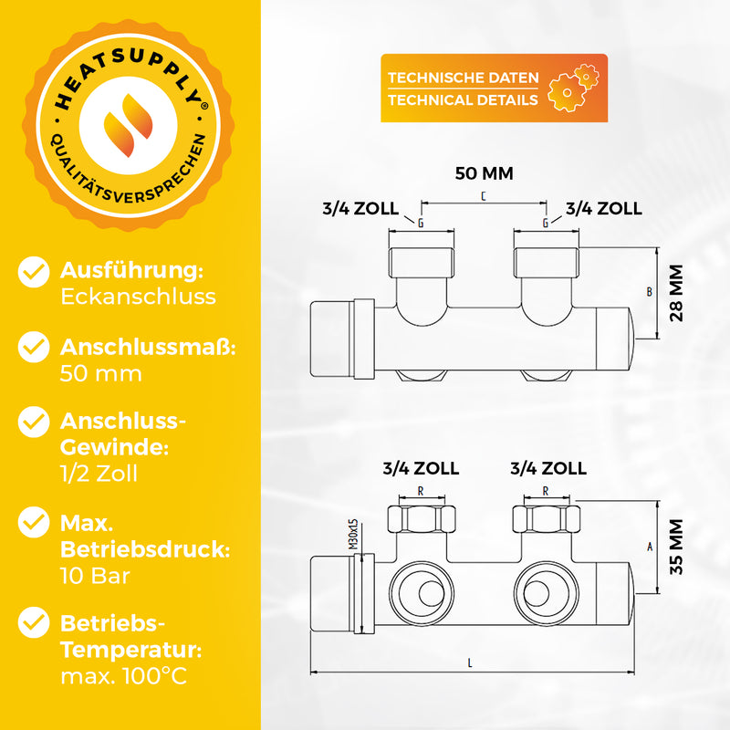 Anschlussarmatur - Eck - HEATSUPPLY 
